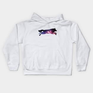 Wolf Jump Into Galaxy Kids Hoodie